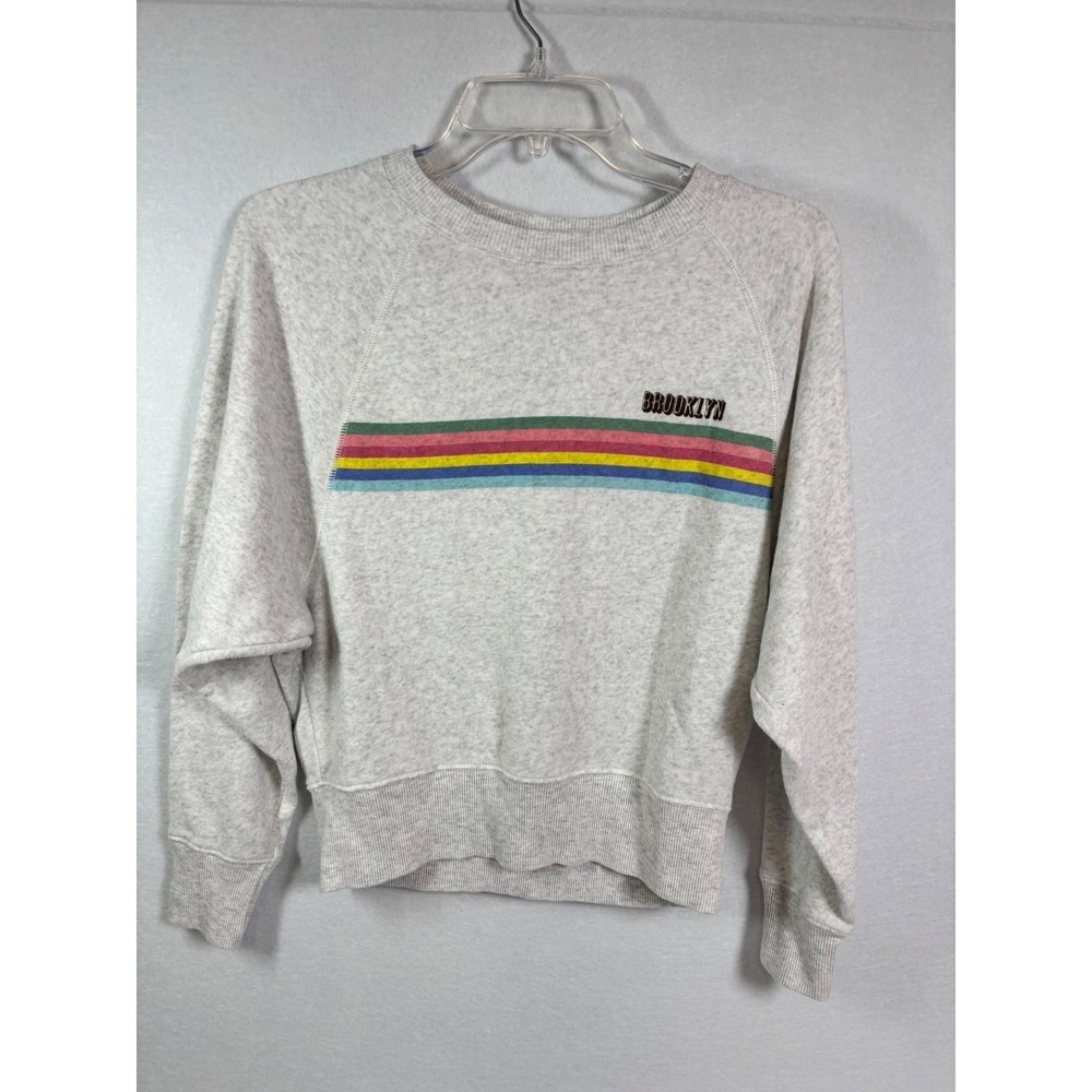American Eagle Brooklyn Rainbow Stripe Sweatshirt‎ Grey Raglan XS 05/19 9462